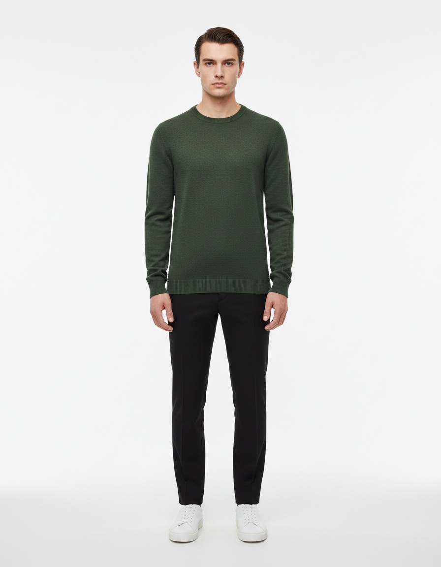 Pull d'hiver épais à col rond et coupe ajustée pour homme