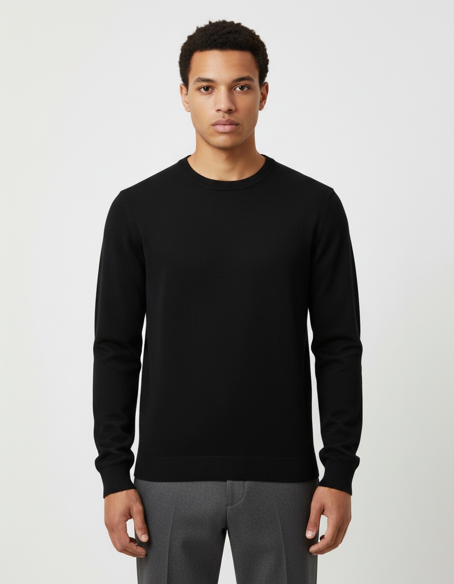Pull d'hiver épais à col rond et coupe ajustée pour homme
