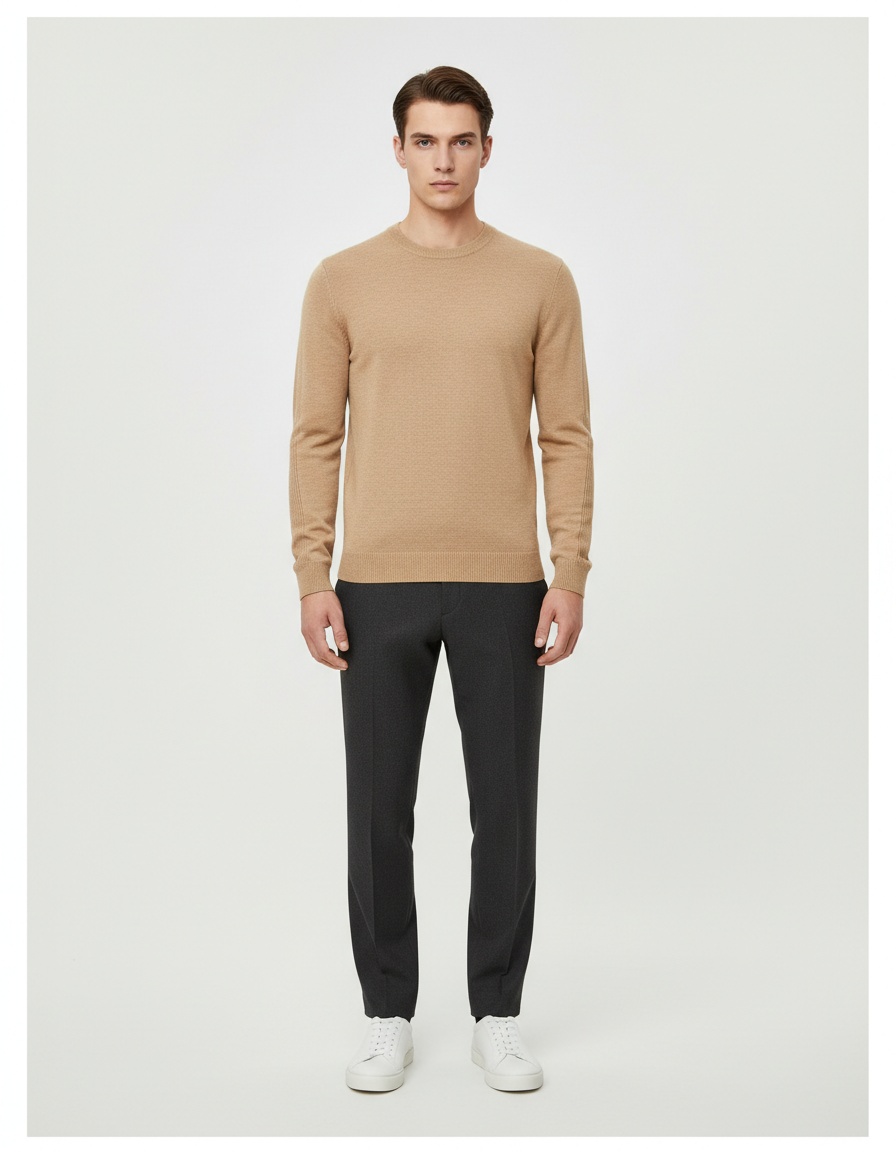 Pull d'hiver épais à col rond et coupe ajustée pour homme