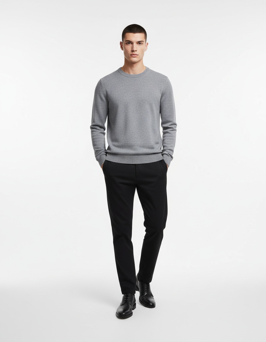 Pull d'hiver épais à col rond et coupe ajustée pour homme