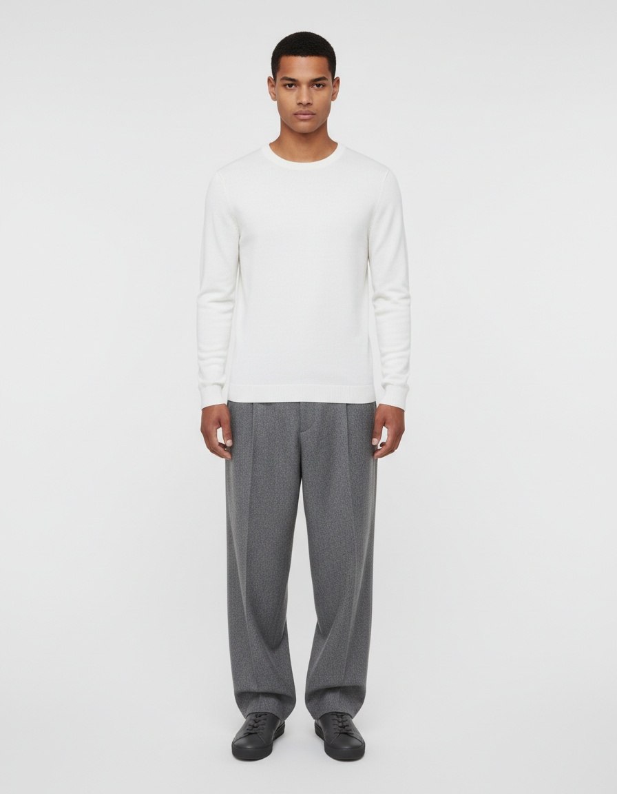 Pull d'hiver épais à col rond et coupe ajustée pour homme