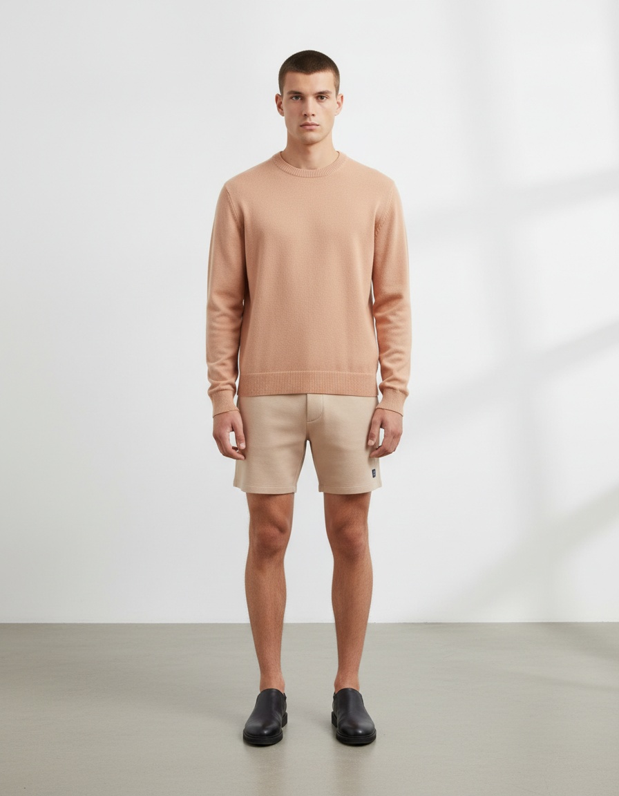 Round Neck Solid Color Casual Men's Sweater for Autumn and Winter