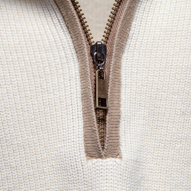 Men's Premium Half-Zip Stand Collar Winter Raglan Sleeve Pullover Knitwear