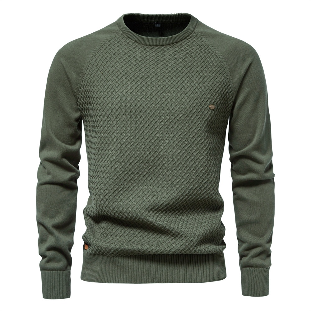 Raglan Sleeve Pullover Men's Sweater for Autumn and Winter Casual Wear