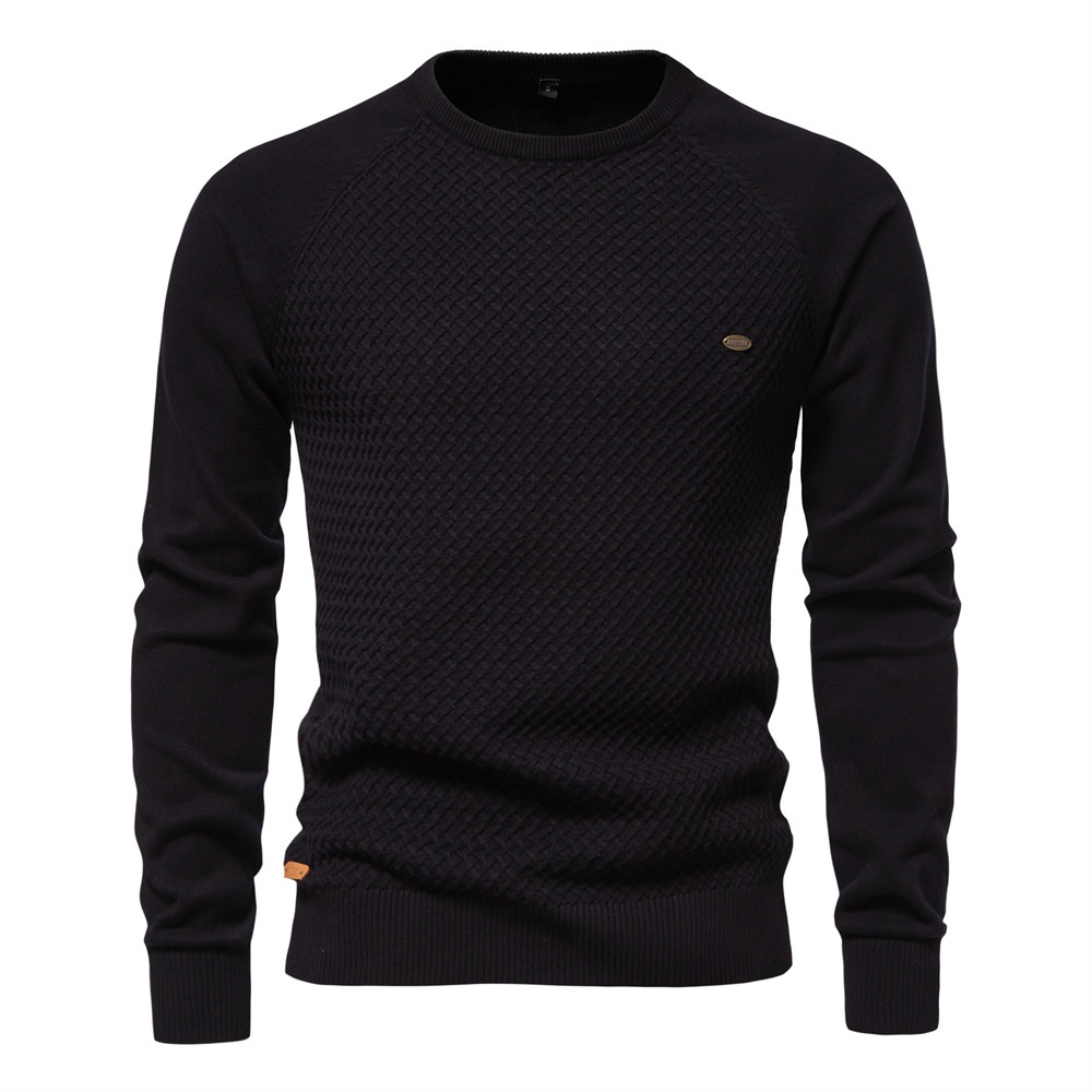 Raglan Sleeve Pullover Men's Sweater for Autumn and Winter Casual Wear