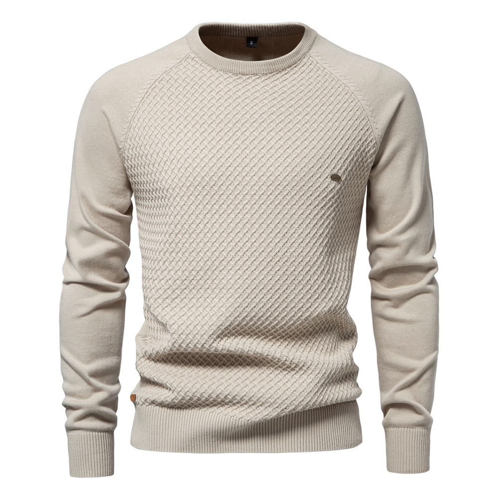 Raglan Sleeve Pullover Men's Sweater for Autumn and Winter Casual Wear