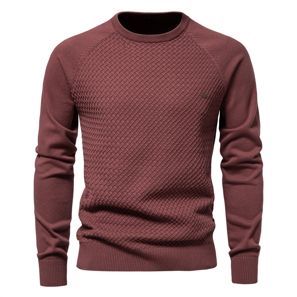 Raglan Sleeve Pullover Men's Sweater for Autumn and Winter Casual Wear