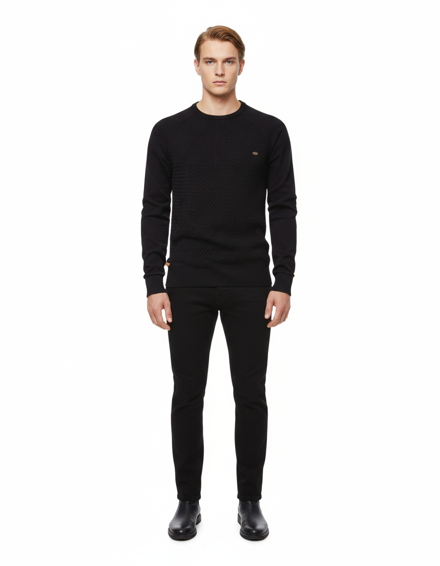 Raglan Sleeve Pullover Men's Sweater for Autumn and Winter Casual Wear