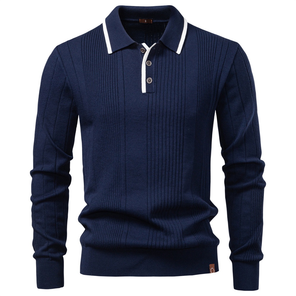Men's Autumn/Winter Half-Zip Lapel Knitted Casual Sweater