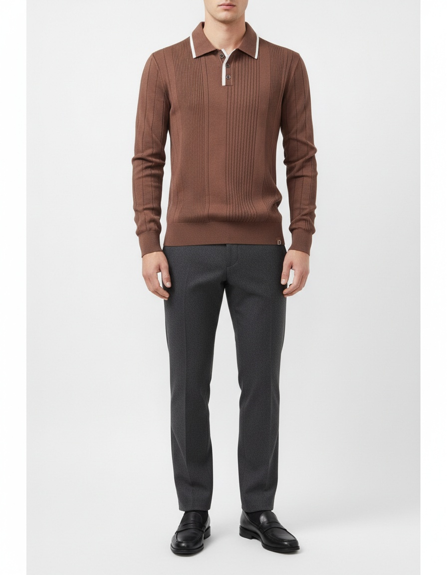 Men's Autumn/Winter Half-Zip Lapel Knitted Casual Sweater