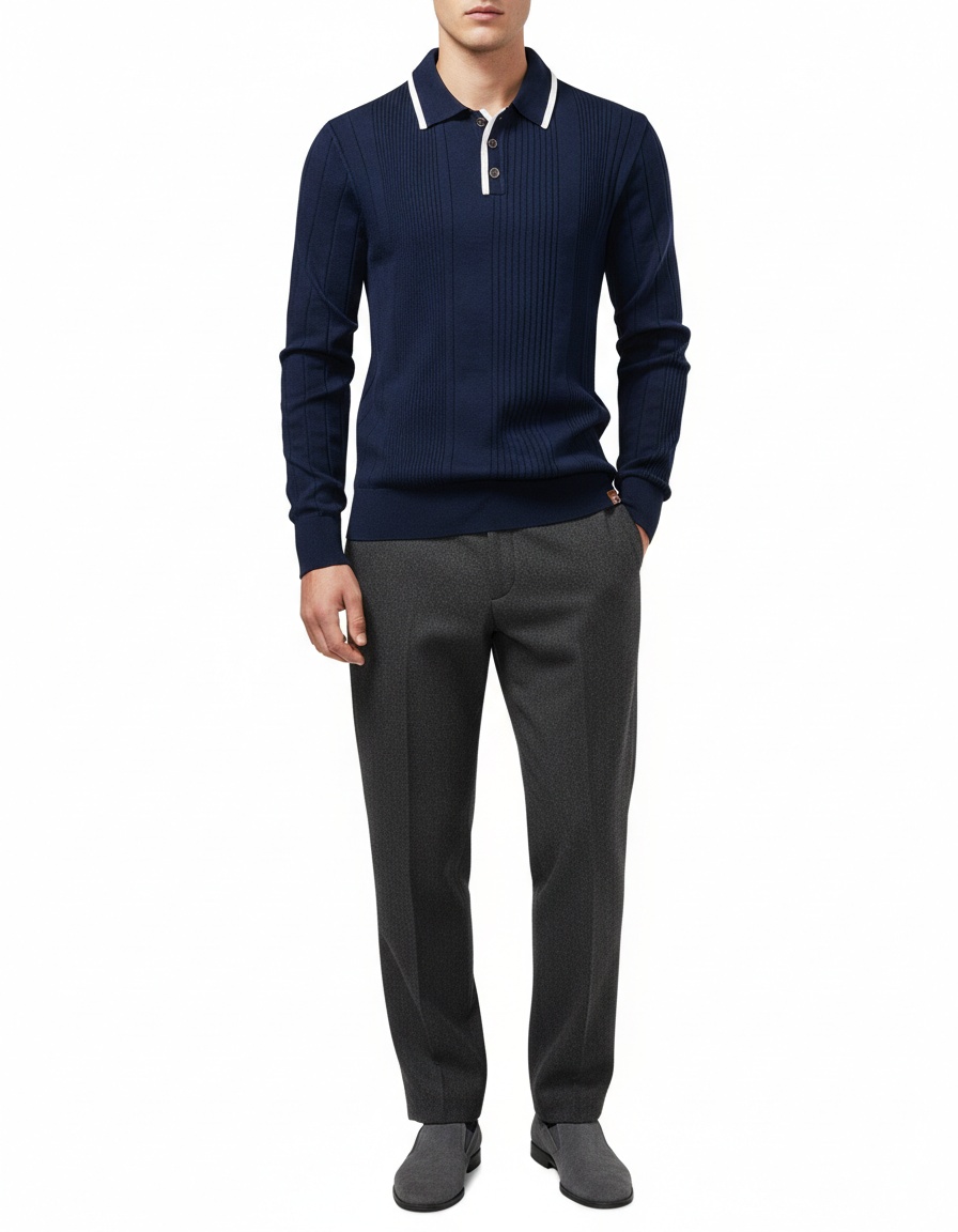 Men's Autumn/Winter Half-Zip Lapel Knitted Casual Sweater