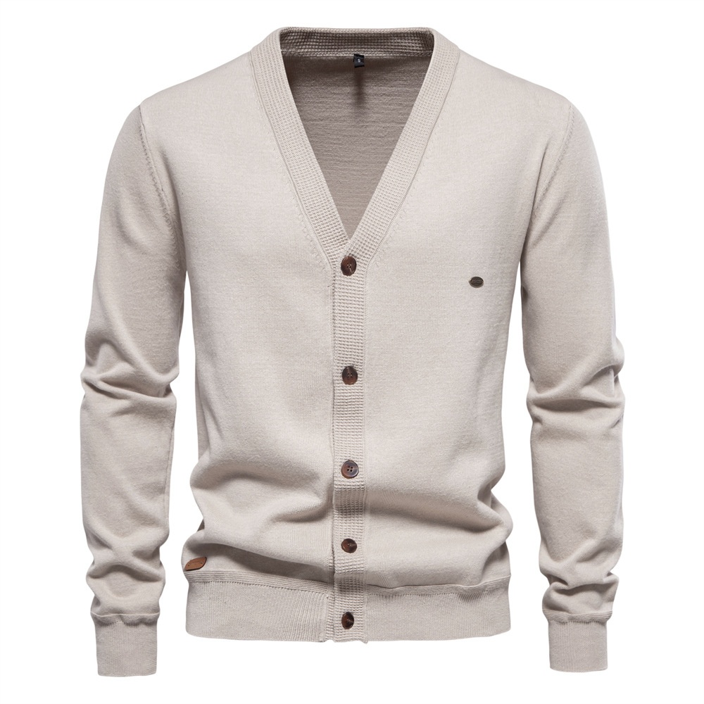Men's Solid Color Knitted Business Casual Winter Cardigan