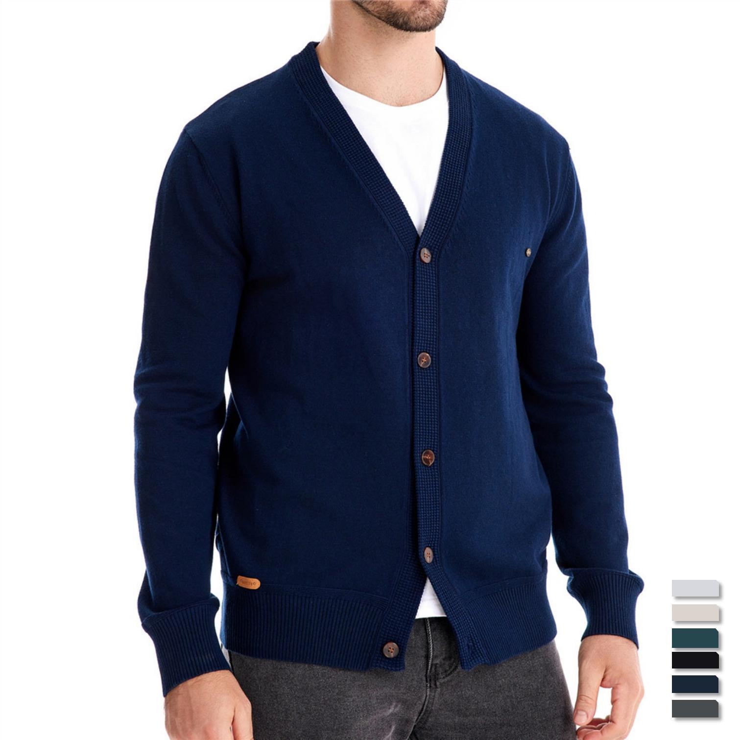 Men's Solid Color Knitted Business Casual Winter Cardigan