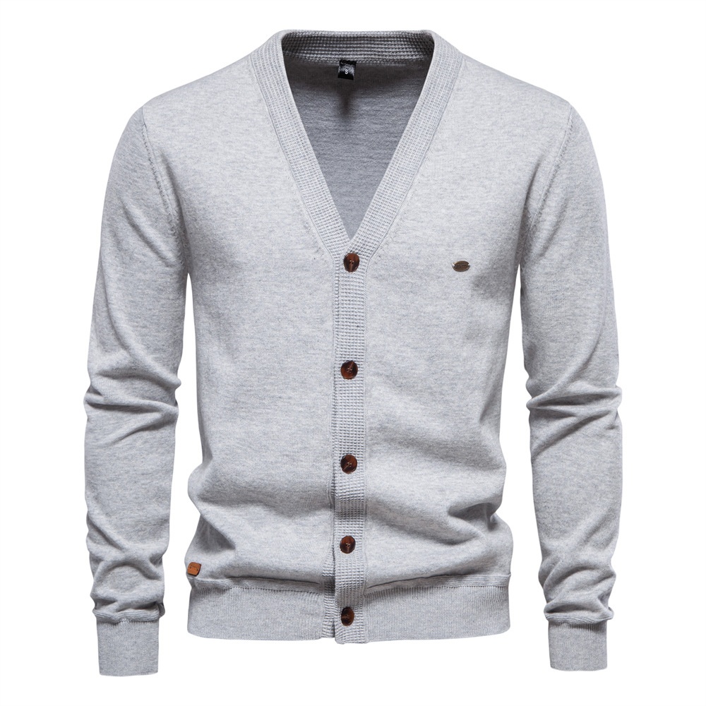 Men's Solid Color Knitted Business Casual Winter Cardigan