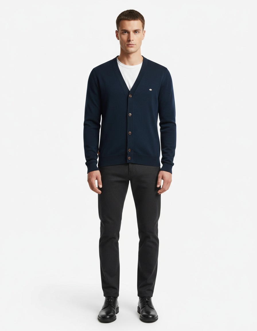 Men's Solid Color Knitted Business Casual Winter Cardigan