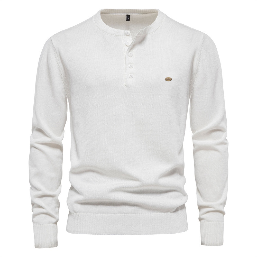 Men's Casual Winter Henley Collar Pullover Knitwear