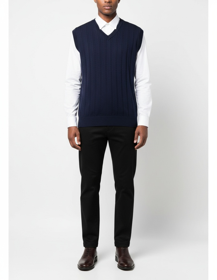 Men's V-Neck Cable Knit Business Casual Winter Waistcoat
