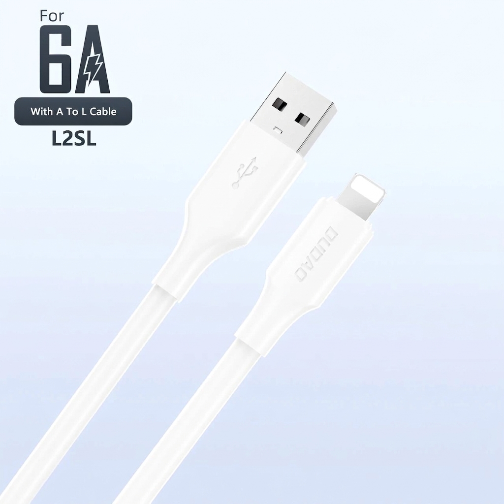 120W USB-C Fast Charging Cable, 6A Data Sync Cord, Universal Compatibility, High-Speed Transfer, White