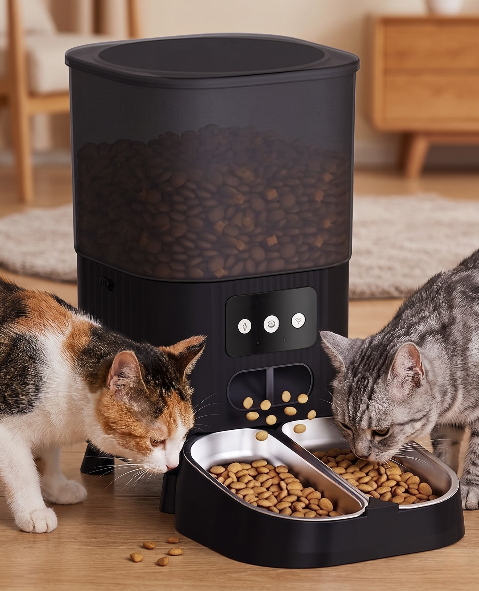 Smart WiFi Automatic Pet Feeder for Cats & Dogs - 4.5L - Square Shape Wi-Fi version