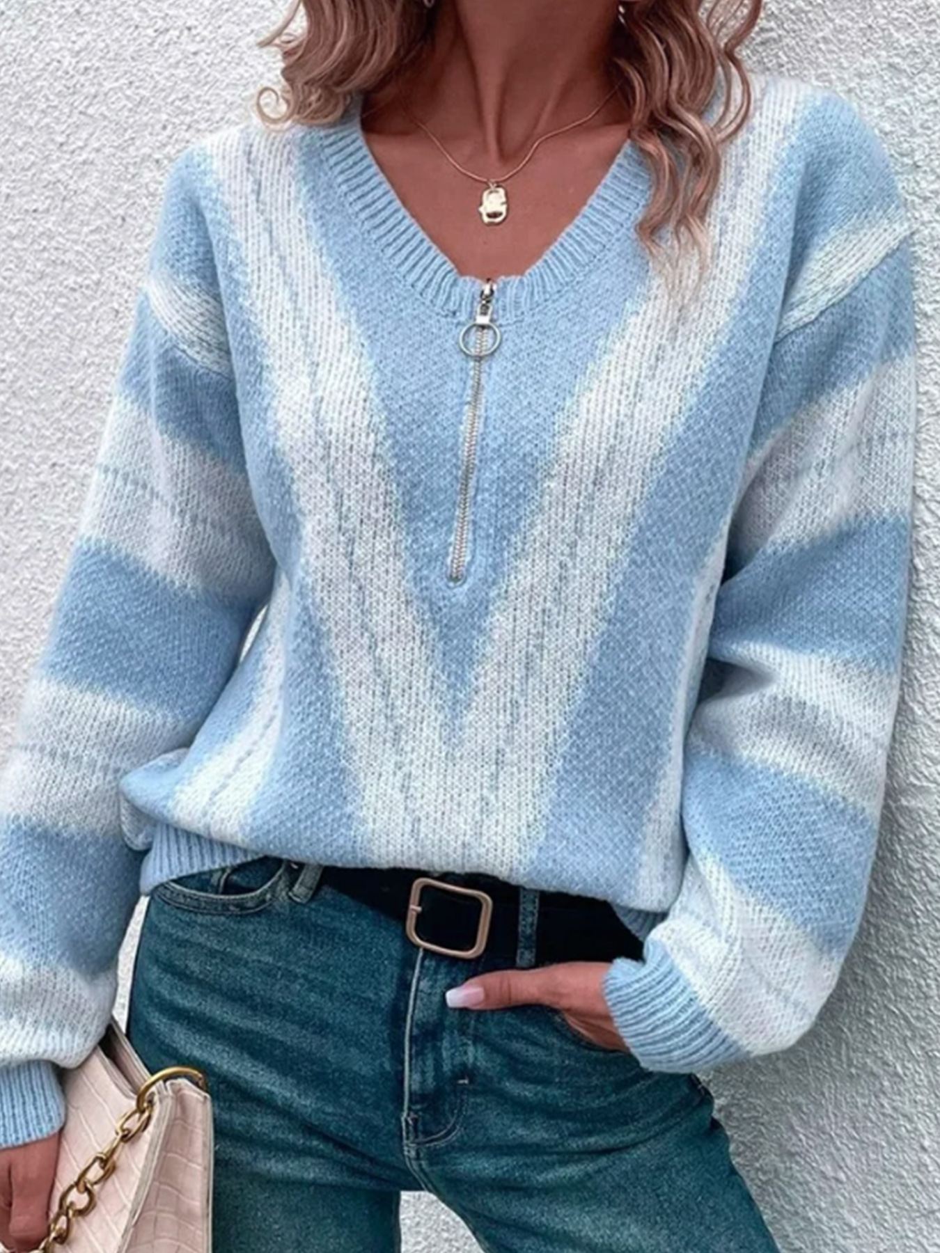 Knit Sweater Long Sleeve Slim Fit Pullover Top SSU-00049