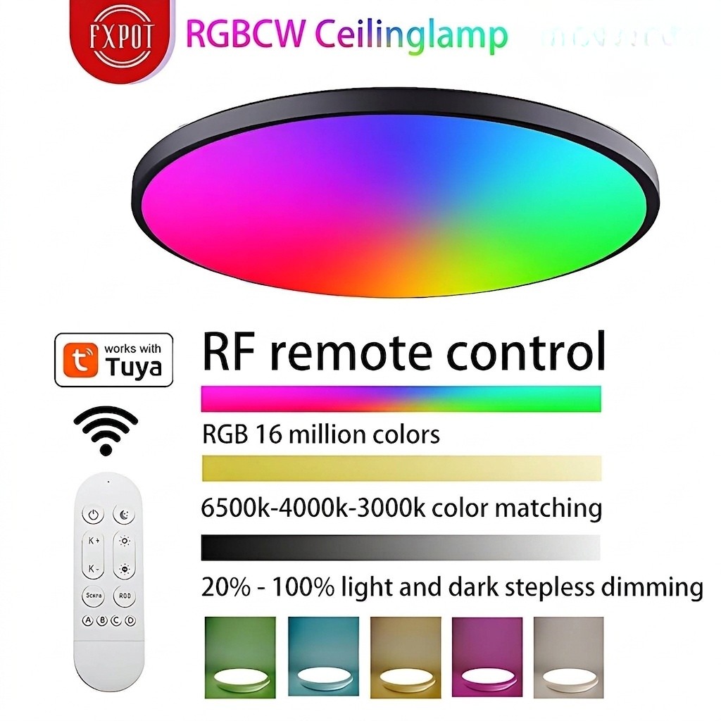 Smart WiFi RGB LED Ceiling Light Tuya App and Voice Control