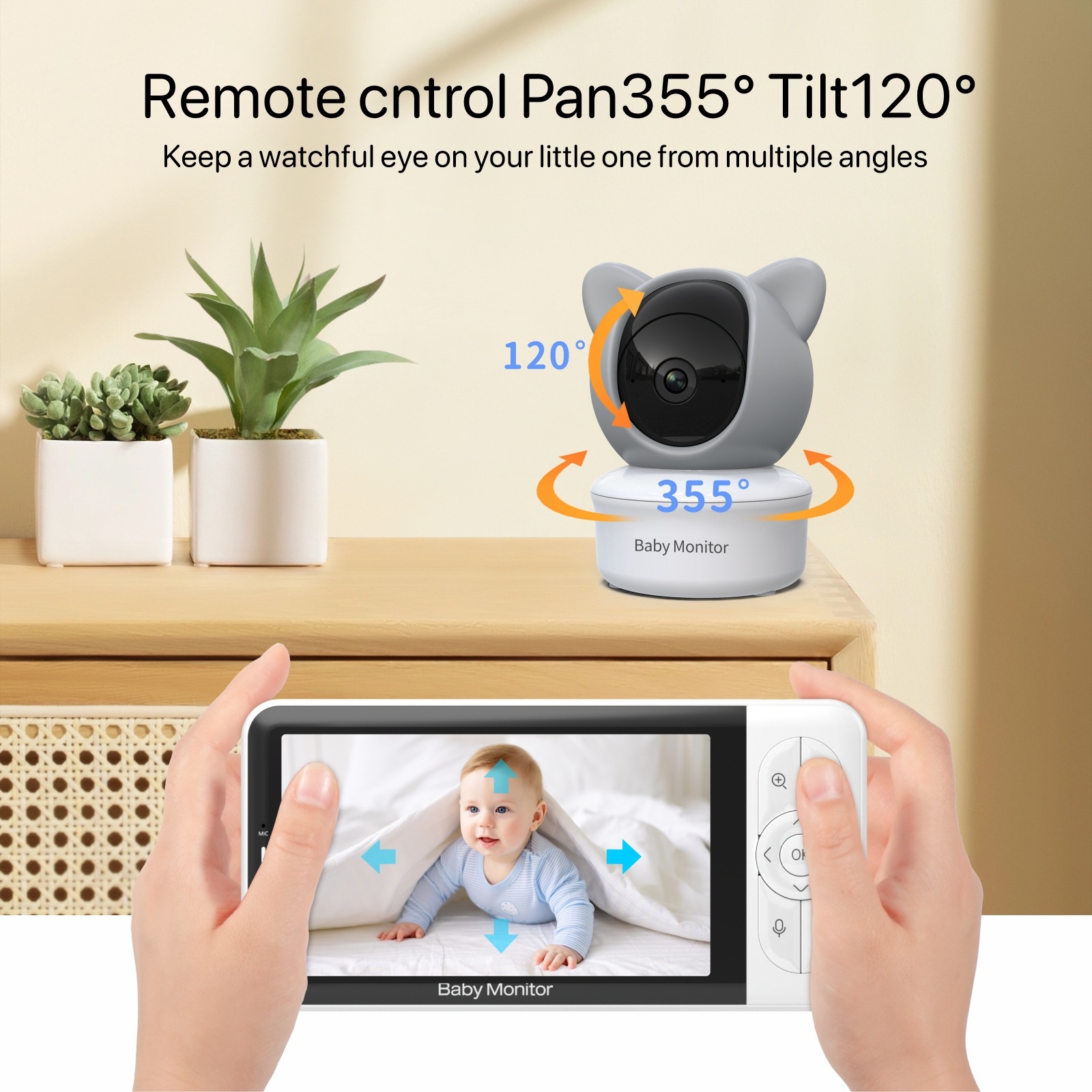 5'' HD Video Baby Monitor with 3000mAh Battery - Two-Way Talk #19250002