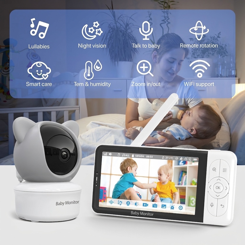 5'' HD Video Baby Monitor with 3000mAh Battery - Two-Way Talk #19250002