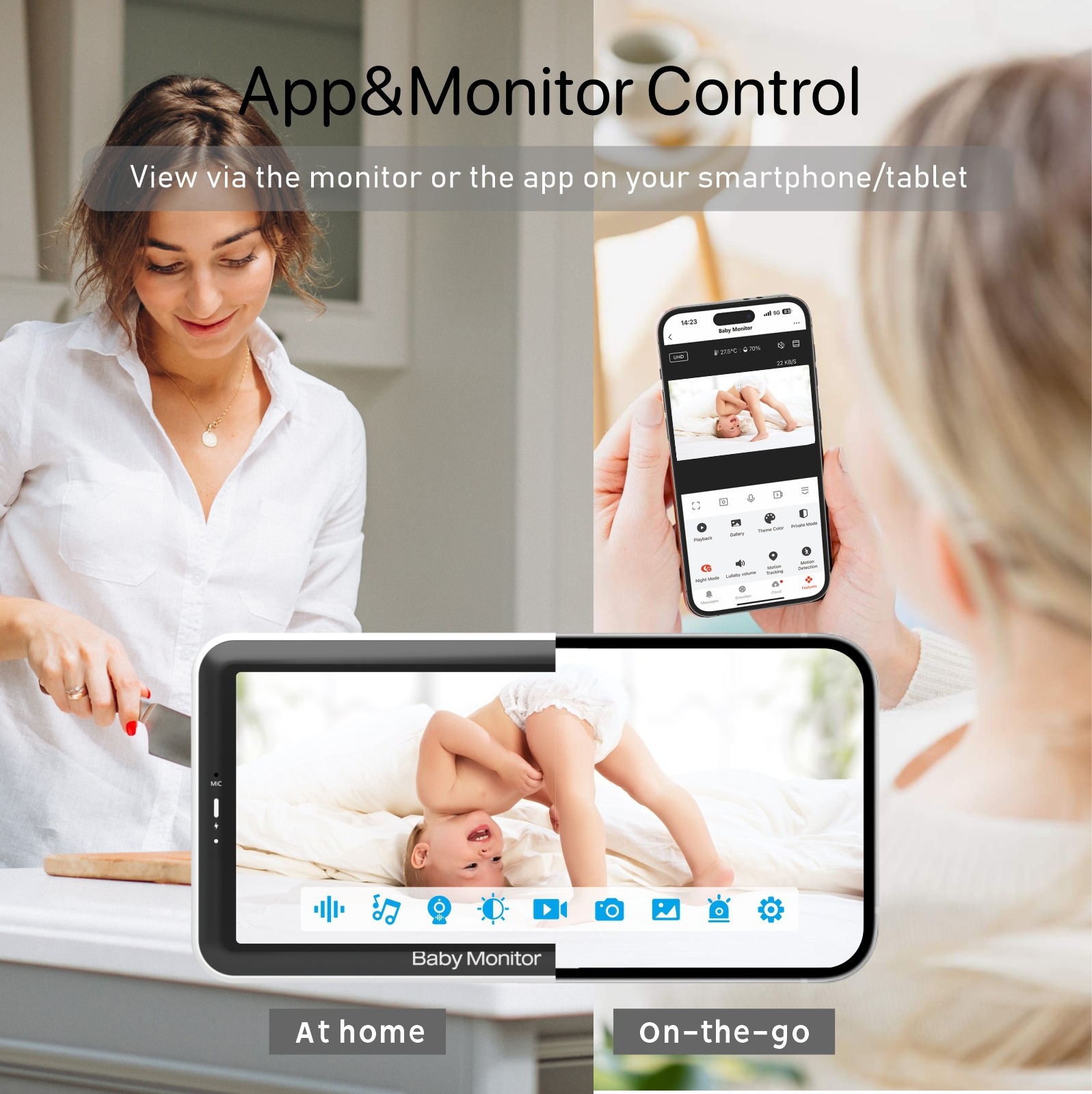 5'' HD Video Baby Monitor with 3000mAh Battery - Two-Way Talk #19250002