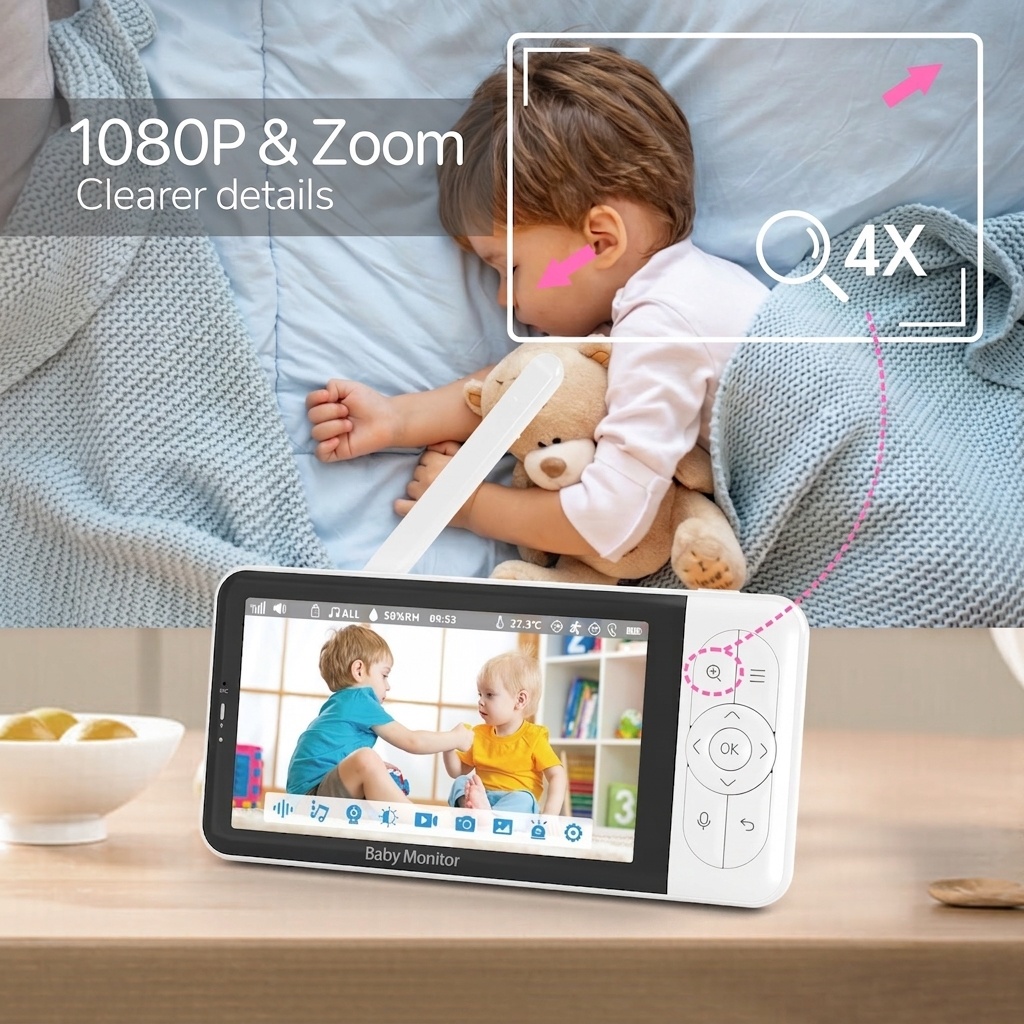 5'' HD Video Baby Monitor with 3000mAh Battery - Two-Way Talk #19250002