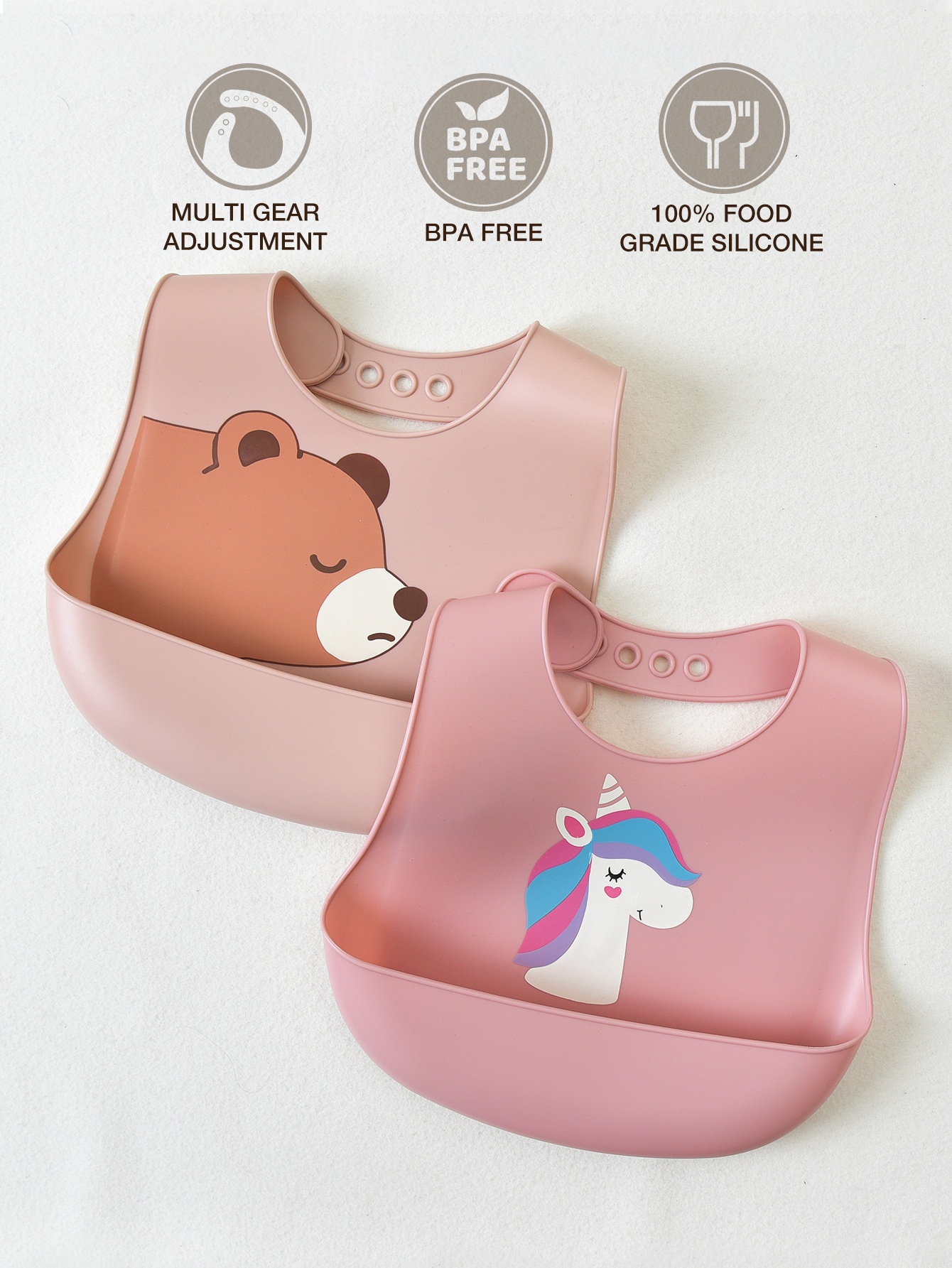 Niedliche Silikon-Baby-Lätzchen mit Tiermotiven – verstellbar und weich
