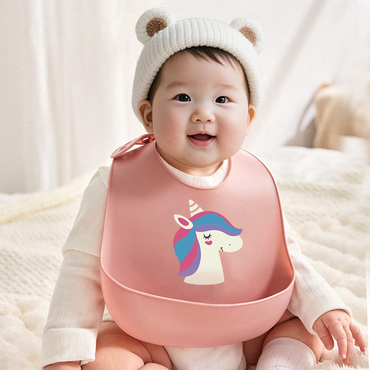 Niedliche Silikon-Baby-Lätzchen mit Tiermotiven – verstellbar und weich