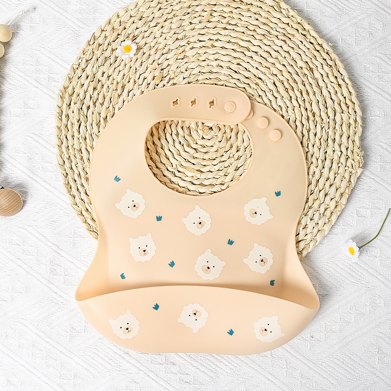 Bavoir bébé en silicone avec de jolis animaux - Imperméable et ajustable
