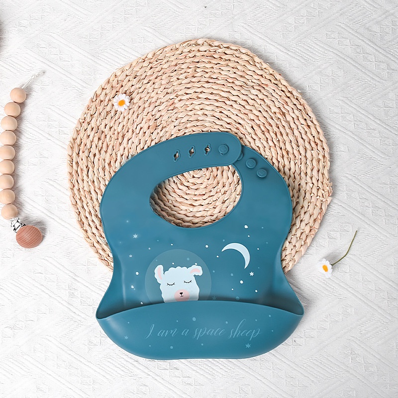 Bavoir bébé en silicone avec de jolis animaux - Imperméable et ajustable