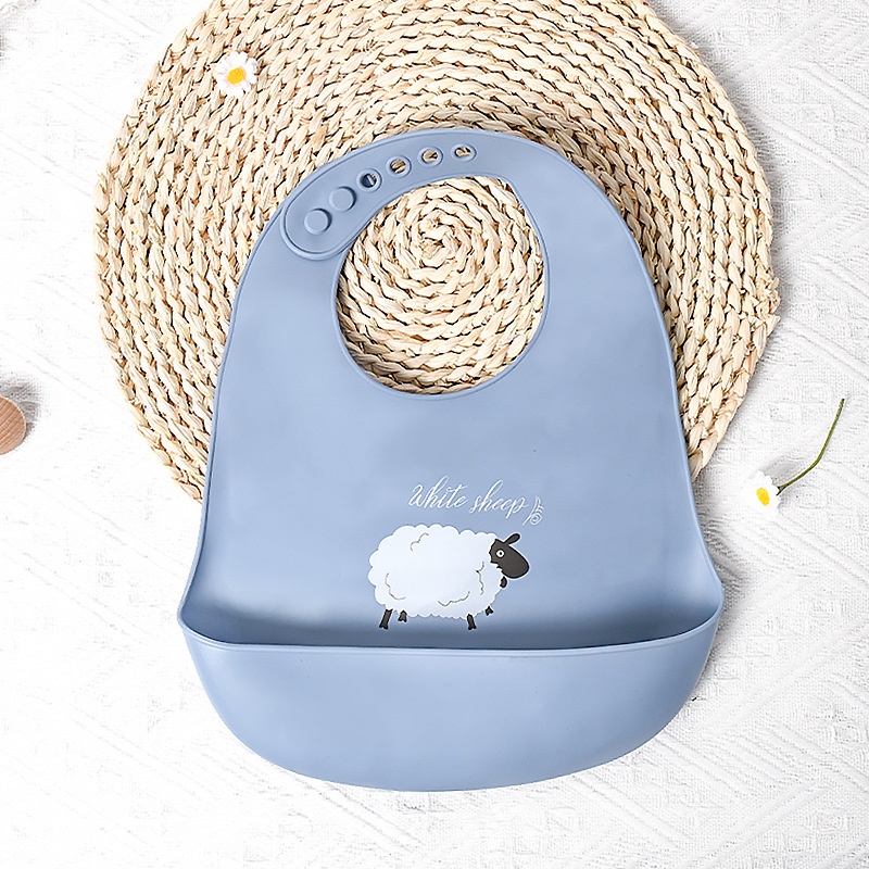 Bavoir bébé en silicone avec de jolis animaux - Imperméable et ajustable