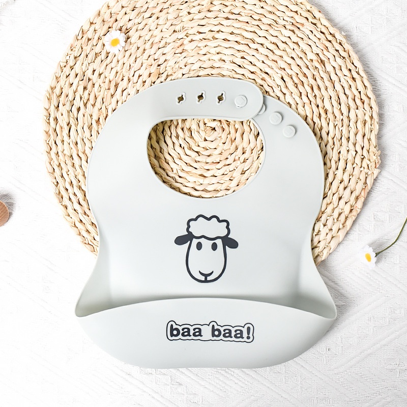 Bavoir bébé en silicone avec de jolis animaux - Imperméable et ajustable