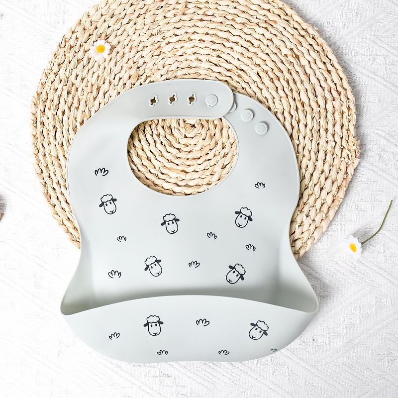 Bavoir bébé en silicone avec de jolis animaux - Imperméable et ajustable