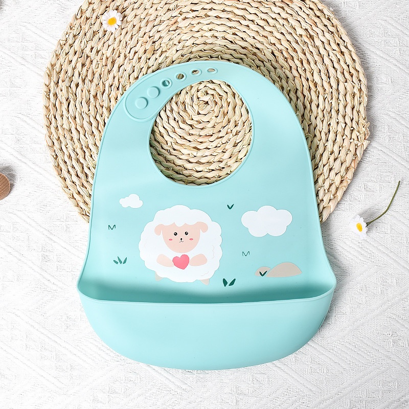 Bavoir bébé en silicone avec de jolis animaux - Imperméable et ajustable