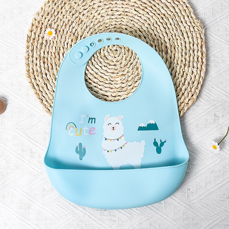 Bavoir bébé en silicone avec de jolis animaux - Imperméable et ajustable