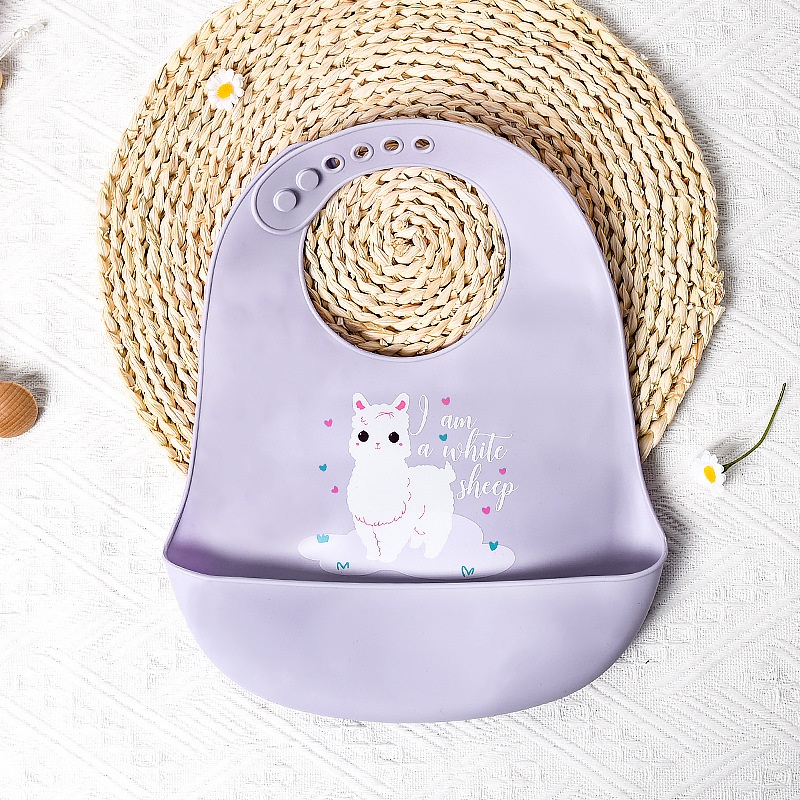 Bavoir bébé en silicone avec de jolis animaux - Imperméable et ajustable