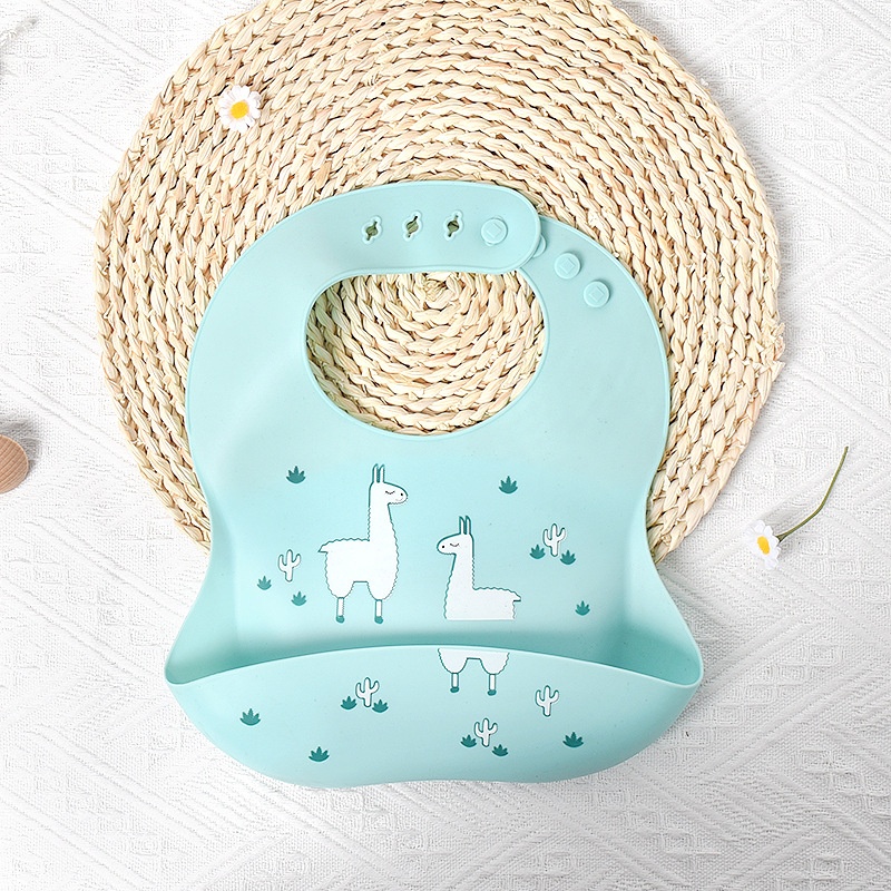 Bavoir bébé en silicone avec de jolis animaux - Imperméable et ajustable