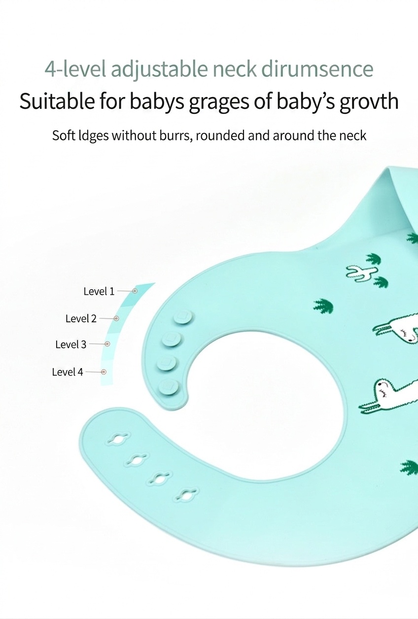 Bavoir bébé en silicone avec de jolis animaux - Imperméable et ajustable