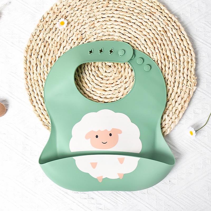 Bavoir bébé en silicone avec de jolis animaux - Imperméable et ajustable