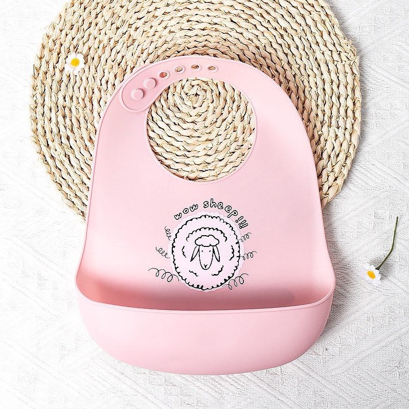 Bavoir bébé en silicone avec de jolis animaux - Imperméable et ajustable
