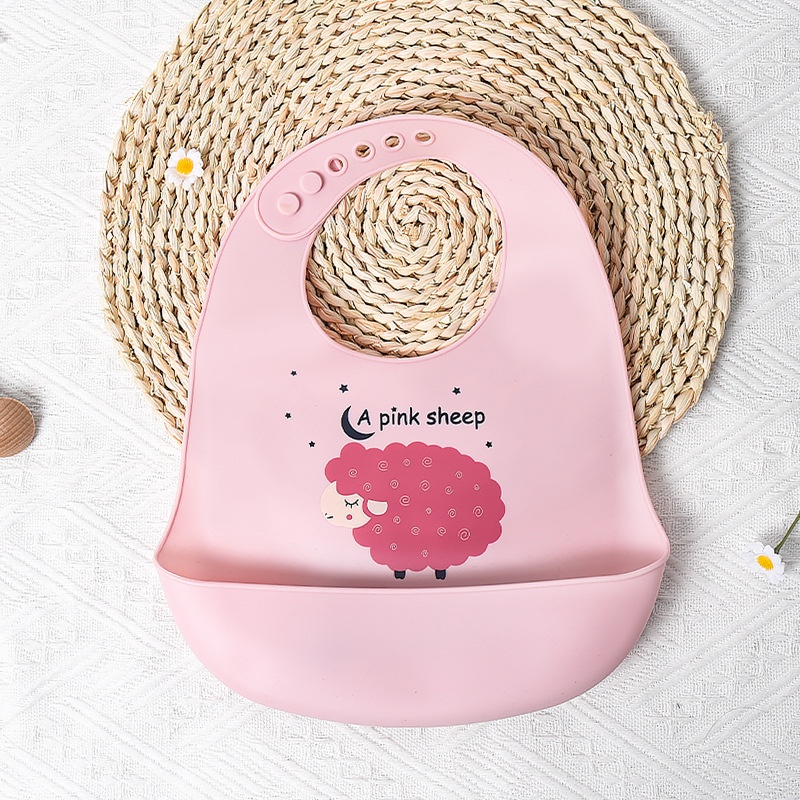 Bavoir bébé en silicone avec de jolis animaux - Imperméable et ajustable
