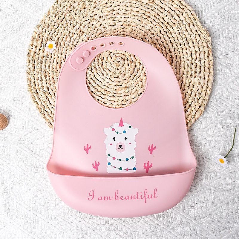Bavoir bébé en silicone avec de jolis animaux - Imperméable et ajustable