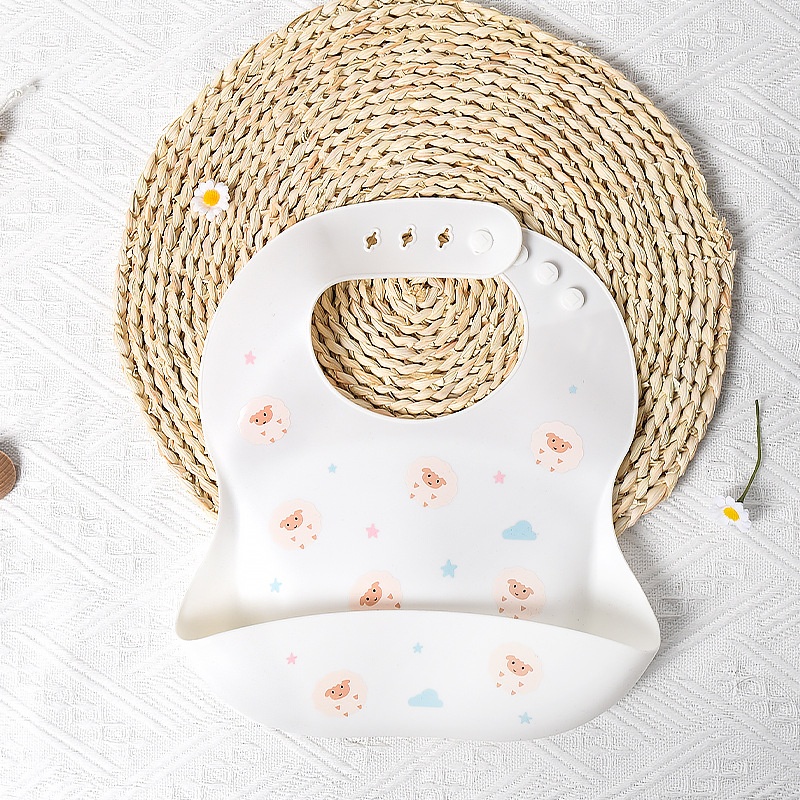 Bavoir bébé en silicone avec de jolis animaux - Imperméable et ajustable