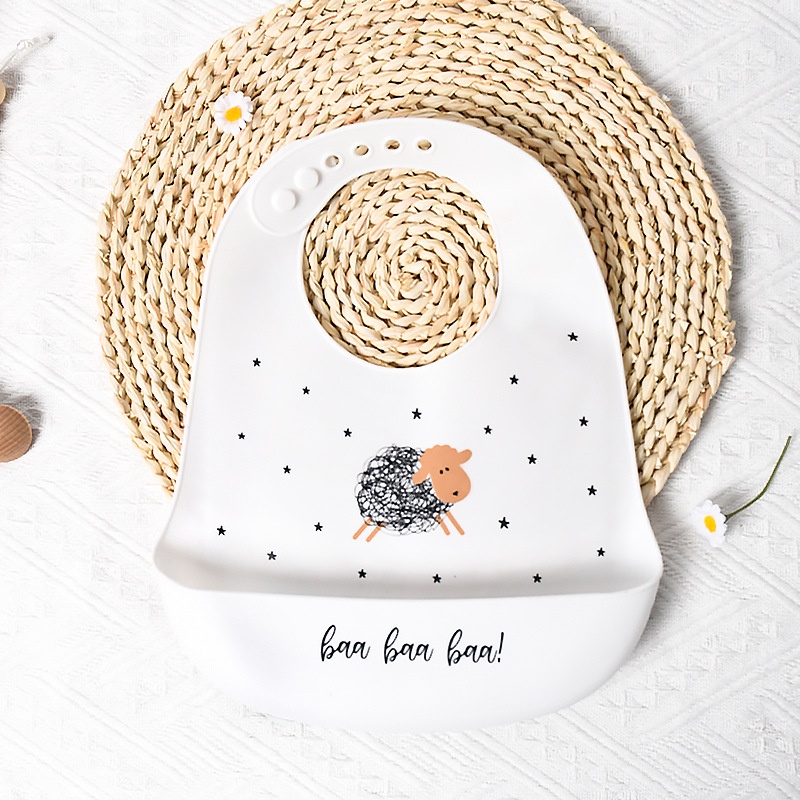 Bavoir bébé en silicone avec de jolis animaux - Imperméable et ajustable