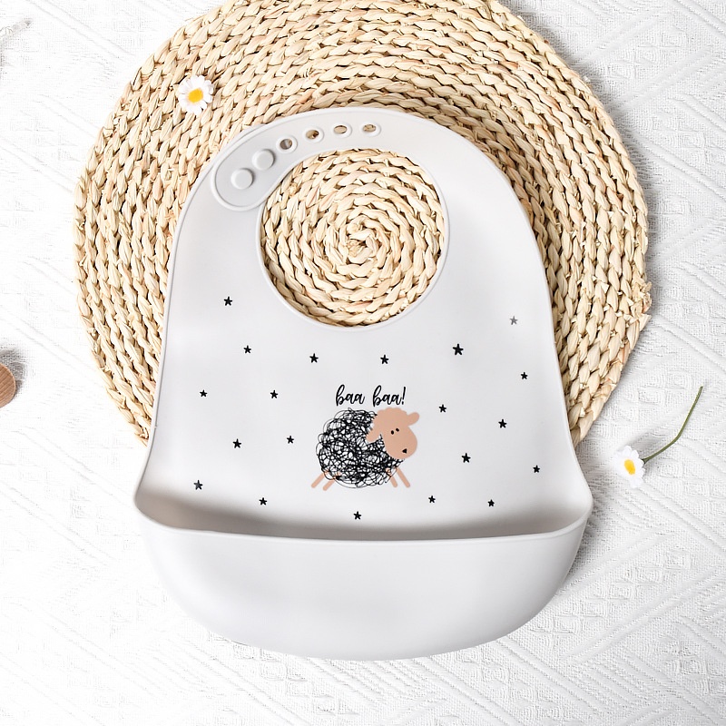 Bavoir bébé en silicone avec de jolis animaux - Imperméable et ajustable