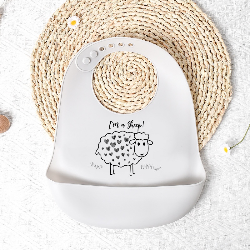 Bavoir bébé en silicone avec de jolis animaux - Imperméable et ajustable