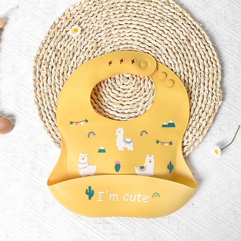 Bavoir bébé en silicone avec de jolis animaux - Imperméable et ajustable